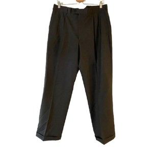 JoS. A. Bank Men's Wool Dress Pants 36W Grey Plaid Pleated‎ Front Cuffed Pockets